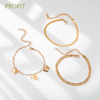 PROFIT 3Pcs/Set Female Foot Chain Thick Pendant Anklet Set Trendy Beach Butterfly Punk Foot Jewelry Boho Foot Accessories/Multicolor