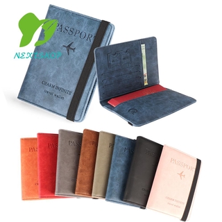 nextshop multi-función bolsa de pasaporte ultra-delgada rfid cartera titular de pasaporte portátil titular de la tarjeta de crédito de cuero paquete de documentos de viaje