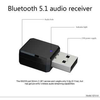 KN318 Bluetooth 5.1 Audio Receiver Dual Output AUX USB Stereo Car Hands-free Call Receptor Do Bluetooth Transmissor Dongle Receptor De Música De Áudio Blutooth Para Carro Usb Adaptador Aux Estéreo Adaptador Receptor de Áudio /Sem Fio/Bluetooth/AUX 3,5mm/E (7)