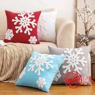 【Christmas Series】Christmas Velvet Plush Embroidered Cushion Dutch Pillowcase Velvet Snowflake V4Q5