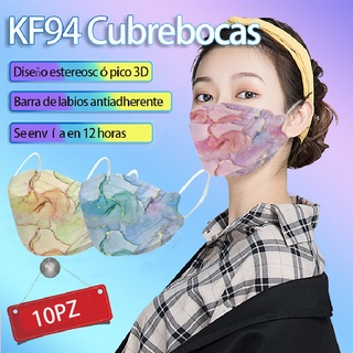 10 piezas KF94 cubrebocas Patrón de mármol 5 ESTILO DE COLOR Máscara de mujer KF94 Máscara Sauce Boca de pez 4 capas de protección navidad