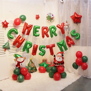 Carta de papel de aluminio globos conjunto de celebración globos de helio navidad tema decoraciones globos feliz navidad globos bandera