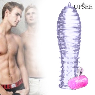 upsee vibrador hilo punteado transparente condón extensión pene manga bloqueo anillo juguete sexual