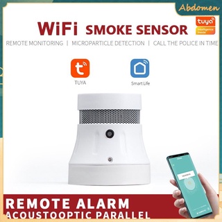 tuya wifi smart detector de humo sensor de seguridad sistema de alarma smart life/tuya app alarma de humo protección contra incendios abdomen
