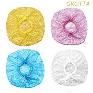 GKOT 100Pcs Disposable Shower Cap Thicken Elastic Bath Hat Waterproof Hair Dye Cover