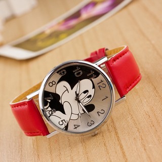 Reloj de cuarzo con correa de pu de Mickey Mouse