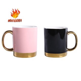 Taza de cerámica taza del norte de europa Simple taza de café amantes taza con mango de oro taza rosa