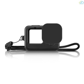 [AUD] cubierta protectora de cámara de silicona suave con cordón de cuerda y lente de cámara de repuesto para cámaras GoPro HERO9