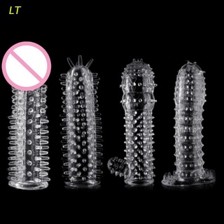 lt condones de silicona de manga de cristal para hombre delay set cubierta pareja juguetes para adultos productos sexuales