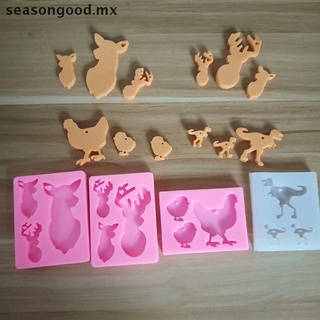 Temporada dinosaurio silicona llavero Animal ciervo DIY caramelo Chocolat molde de resina epoxi molde. (1)