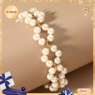 Giaurz flor pulsera de imitación perla ajustable flor pulsera duradera para uso diario