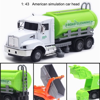 hkanda 1/43 Alloy Sanitation Trash Car Truck Pull Back Music LED Model Kids Toy Gift (8)