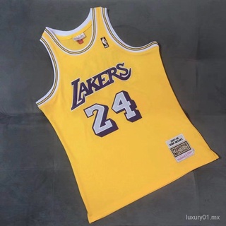 Nba Mitchell & Ness 2007-08 Los Angeles Lakers # 24 Kobe Bryant Camisa Amarela Para Masculino Todos Bordado