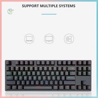 prometion teclado mecánico usb con cable azul rojo eje 87 teclas anti-ghosting rgb retroiluminado teclado mecánico para gamer pc ordenador