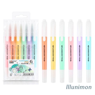 NIMON Candy Color iluminador pluma de doble cabeza fluorescente rotulador suministros escolares