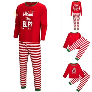 2 piezas de la familia de coincidencia de ropa para navidad pijamas conjunto de impresión tira de manga larga ropa de dormir de navidad