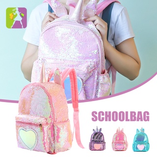 Student Cartoon Unicorns Schoolbag Large Capacity Sequin Cute Backpack for School Beach Picnic Back to School Gifts