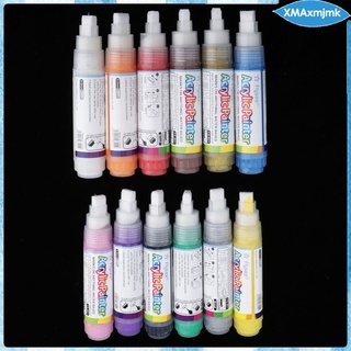 [xmaxmjmk] rotulador de pintura acrílica a base de agua de 12 colores para pintura corporal, graffiti, pintura de roca, taza, cerámica, vidrio y (9)