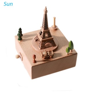 Sun Eiffel Tower - caja de música de madera, decoración del hogar, decoración creativa, cumpleaños, día de san valentín, adornos de escritorio