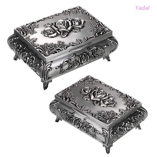 Yadal Vintage Metal Jewelry Box Small Trinket Jewelry Storage Box for Rings Earrings Necklace Treasure Chest Organizer Antique Jewelry Keepsake Gift Box Case for Girl Women (Small)