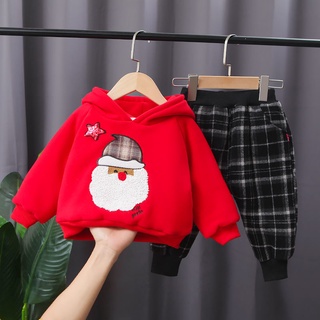 Boys And Girls Christmas Outfit One Year Old Babies Celebration Holiday Dress New Greeting Plus Velvet Autumn And Winter The Ox Clothes (1)