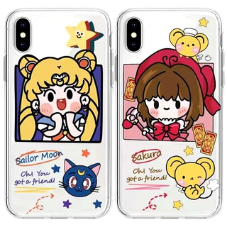 Casing Tpu iPhone 12 mini SE 2020 12 11 Pro Max X XS Max XR 6 6s 7 8 Plus Variety Sakura Sailor Moon Transparent Phone Case (1)