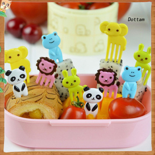 【DT】10 Pcs Kid Child Cartoon Animal Food Fruit Pick Fork Bento Lunch Box Decor Parts