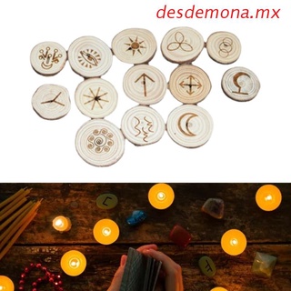 desdemona 13Pcs/set Wooden Runes Stone Runas Piedra for Divination Natural Carved Reiki Healing Therapy Engraved Energy Kit