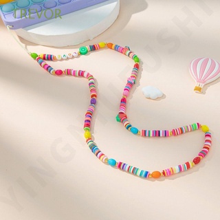 TREVOR Handmade Mobile Phone Straps Colorful Mobile Phone Chain Cell Phone Lanyard Women Cute Hanging Rope Phone Charm LOVE Letter Anti-Lost Lanyard Clay Beaded