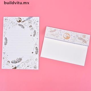 【buildvitu】 Vintage Paper Letter High-end Bronzing Starry Moon Blessing Letter with Envelope [MX]