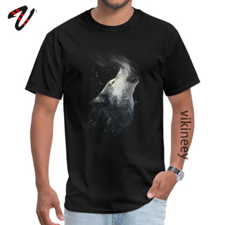 Buena calidad de algodón de los hombres T estancia salvaje bosque lobo de gran tamaño Camisetas de impresión adulto elegante Popular camiseta Camisetas camisa