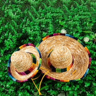 【Treewaterhot】 Pet Woven Straw Hat for Cat Sun Hat Sombrero for pets Beach Party Straw Costume MX