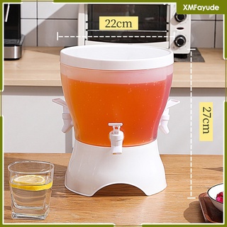 [XMFAYUDE] Cold Kettle Ice Water Beverage Dispenser with 3 Compartments and Faucet Drink Jar with Tap and Clip Top Lid for Hot or