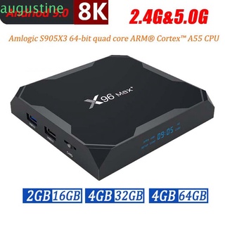 AUGUSTINE 4GB+32GB Set Top Box Amlogic S905X3 WiFi Media Player Smart TV Box 8K Dual WIFI Android 9.0 4GB+64GB HD BT4.0 TV Receivers