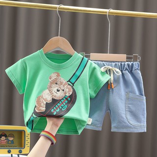 Niños traje de verano 2021 nuevos niños verano de manga corta bebé niños guapo bebé de dos piezas ropa marea