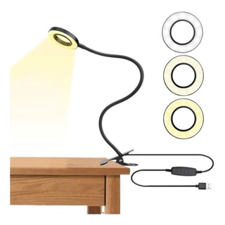 Lámpara Escritorio/Celular 10 Niveles Brillo 3 Tipos de Luz Pinza USB 5V (1)