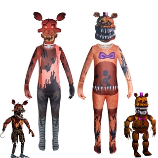 Disfraz de halloween para niños niñas cinco noches en Freddy pesadilla Freddy Horror monos + máscara ropa divertida C43M30