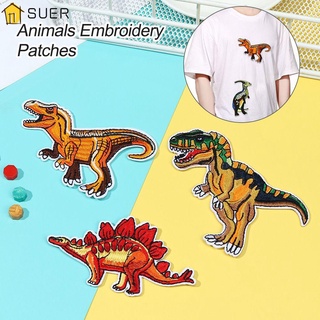 Suer DIY ropa pegatina bordada dinosaurio bordado parches de costura ropa accesorios de plancha en parche de dibujos animados ropa insignias animales