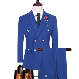 Conjunto de 3 piezas de chaqueta y pantalones para hombre, chaleco informal de Boutique, trajes de doble botonadura para novio y boda, moda 2021