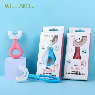 WILLIAM12 Conveniente Cepillo de dientes para niños Manual Cuidado oral Cepillo de dientes en forma de U Silicona Niños Con mango Baby Un niño pequeño 2 - 12 años Cepillo dental/Multicolor