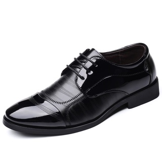 Los hombres de negocios de microfibra de cuero zapatos de boda Formal puntiagudo cordones zapatos negro