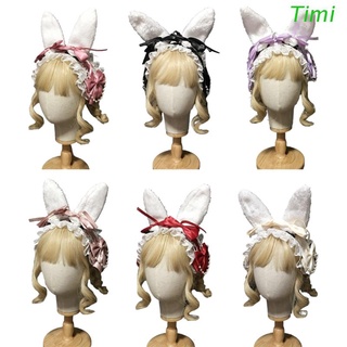 Diadema De diadema con orejas De conejo De peluche timi cinta Bowknot Bowknot Frisada/accesorios Para el cabello/accesorios Para el cabello