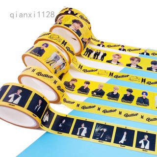 Qianxi1128 2 rollos (1 cm x 5 m, 2 cm x 5 m) Bts cinta de mantequilla BLACKPINK Washi cinta adhesiva de cuenta de mano