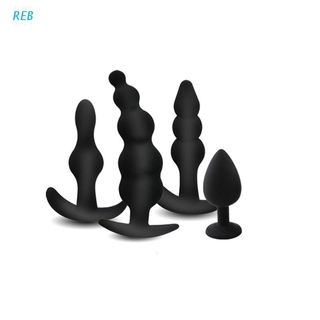 REB 4Pack Silicone Adult Butt Anal Plug Kit Six Toys for Couples Kit Sex Toys for Men Women Beginner Set