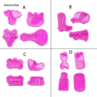 lea Handmade Keychain Pendant Resin Casting Mold Dog Tag Cat Cow Deer Fish Bone Shapes Silicone Mold Jewelry Making Tools