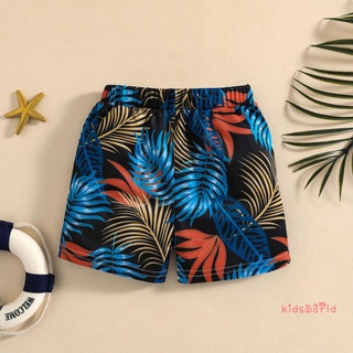 KidsW-Niña Lindo Bikini De Dos Piezas Conjunto De Moda Color Sólido Volantes Camisola Y Hojas Impresión Pantalones Cortos Traje De Baño (3)
