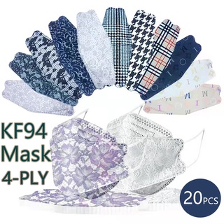 20PCS KF94 cubrebocas de encaje máscara de diseño 3D máscara protectora para adultos de 4 capas navidad
