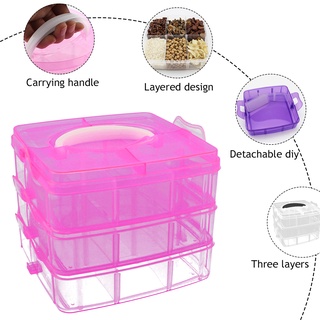 club 3 capas desmontable caja de almacenamiento transparente durable plástico organizador caso