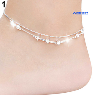 Collar de invierno para mujer elegante chapado en plata mariposa estrellas campana encanto tobillera pulsera pie cadena (2)