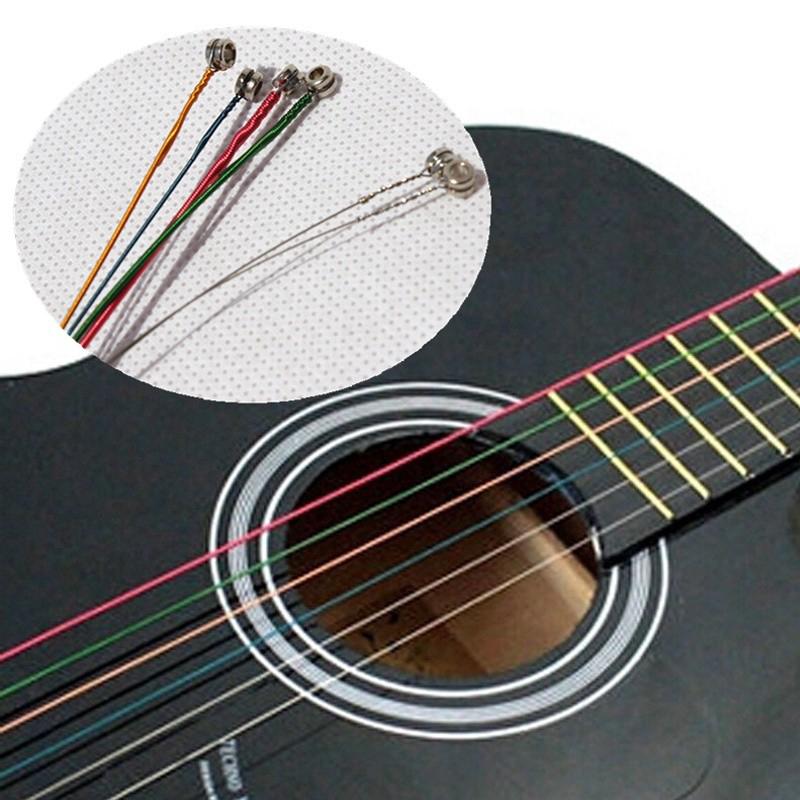6 pzs/juego de cuerdas arcoíris para guitarra acústica accesorios musicales cuerdas de guitarra